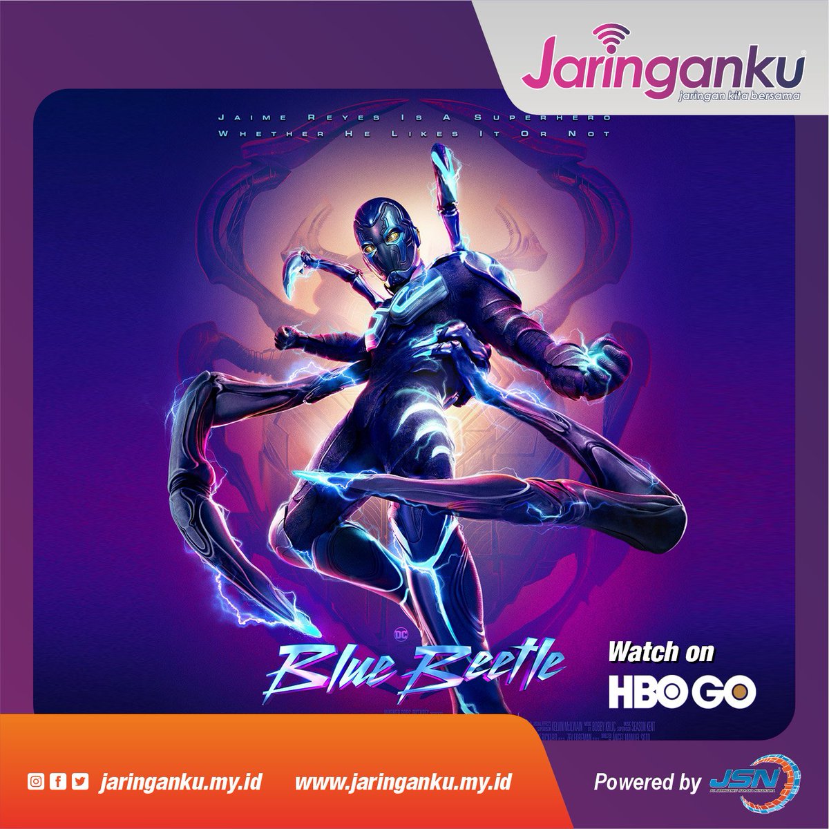 JaringankuMyId's tweet photo. Tonton Blue Beetle
hanya di HBO Go
Nikmati keseruannya menonton semua tayangan Terbaik dengan akses internet yang Terbaik hanya dari @jaringanku.my.id
#jsn #jaringanku #isp #internetfiber #internetmurah #hbo #netflix #disneyhotstar #primevideo #streaming #nontontv #BlueBeetle https://t.co/yh3JVqxXd6