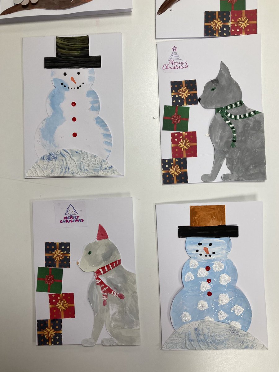 west_mojo's tweet photo. Starting our Christmas art workshops this week with these beautiful cards by the lovely residents of #brynycae @BridgendCBC - frosty snowmen, robins, candy canes and festive cats and dogs πΆβοΈπ
#CareHomeActivities #carehomefun #KeepingResidentsActive #christmas2023 https://t.co/EW7d0LQPRZ
