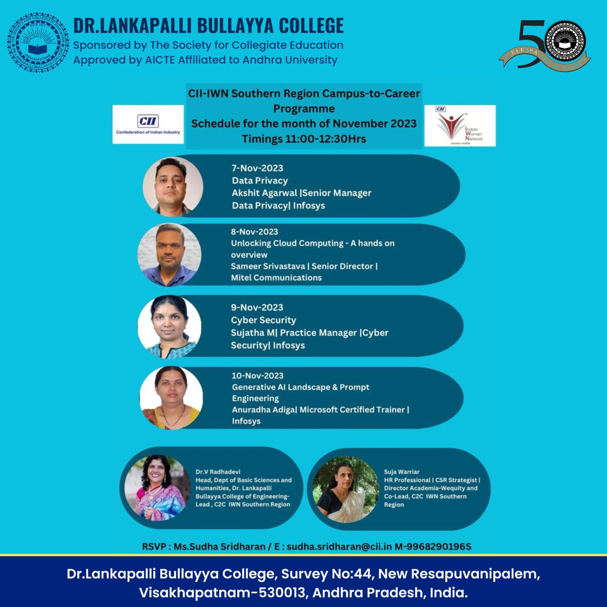 BullayyaDr36166's tweet image. 🎓✨ The CII-IWN Southern Region Campus-to-Career Programme for CSE B.Tech students spanned from November 7 to November 10, 2023.

#CII_IWN #CampusToCareer #TechStudents #LearningJourney #CareerDevelopment #EducationalProgramme #FutureLeaders #IndustryInsights