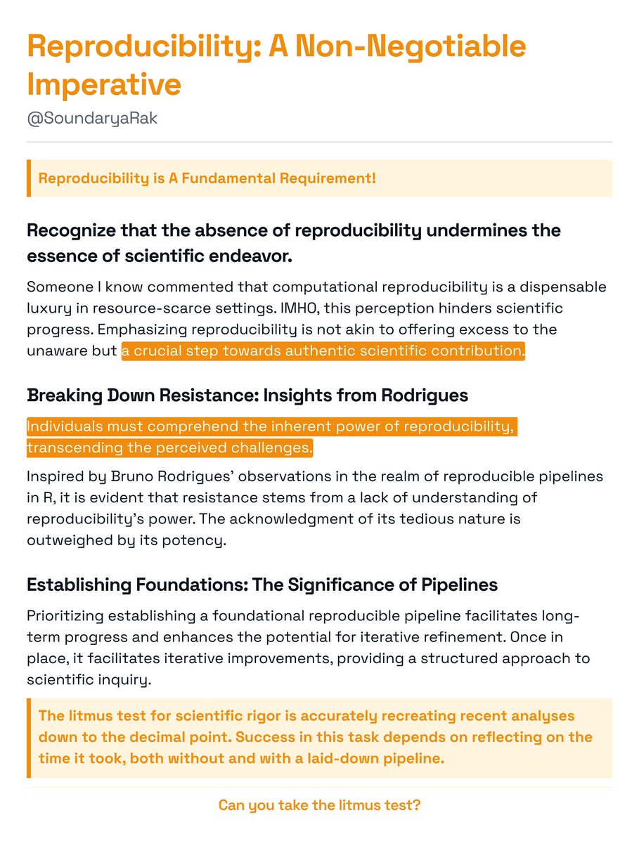 Unlocking the power of reproducibility in research!
Despite misconceptions, it's not a luxury but a cornerstone for authentic scientific contribution. 
Let's dive into why reproducibility matters beyond R, forming a foundation for progress. #ReproducibleResearch