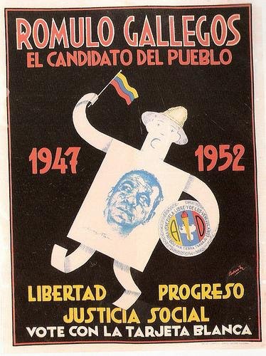 AD LE ENTREGA AL PUEBLO LA ELECCIÓN DE SU PRESIDENTE. El #21Nov1947 Llega a Mcbo en campaña electoral quien fuera 1er Pdte, RÓMULO GALLEGOS. Con una concentración d 70.000 personas. Lo acompañaron como oradores: Luis Vera G, Valmore Rodríguez, Alberto Carnevali y Jesús E. Lossada