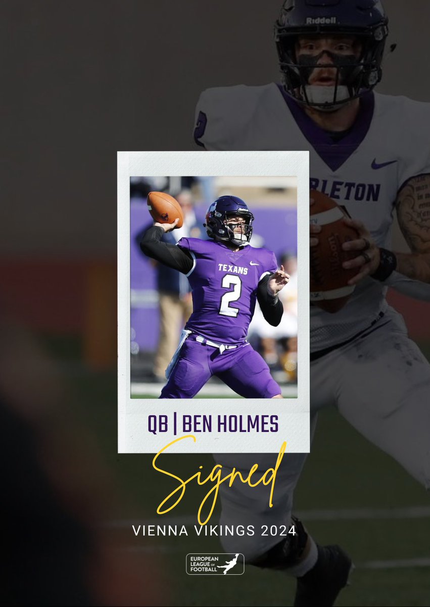 ViennaVikings's tweet photo. #Signed 💜✍️

We are thrilled to introduce you all to our new QB1, Ben Holmes!

#PurpleReign #ViennaVikings 
#VIKsigning @ELF_Official 
📸 (c) Toby Rhodes https://t.co/9pI2W2sOi3