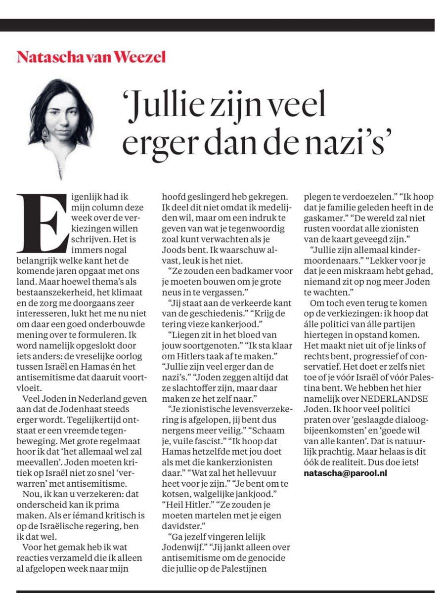 Natascharosa's tweet photo. Voor degenen die mijn column gisteren niet konden lezen. En ook voor degenen die het nodig vonden om weer antisemitisch commentaar te leveren op alleen al de kop van deze column (nee ik ben niet blij met dode kinderen in Gaza) - lees eerst voordat je je mening geeft. Dank. https://t.co/0WKaz79lSI