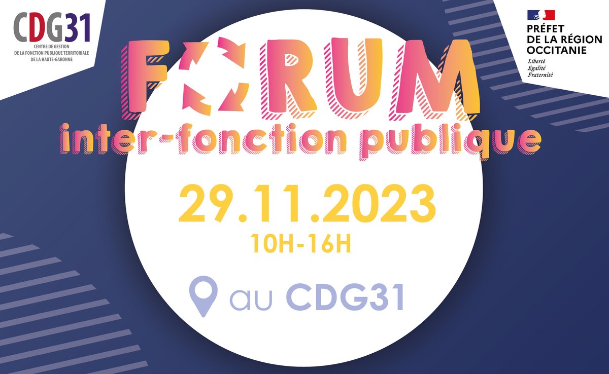 cdgfpt_31's tweet photo. (ÉVÈNEMENT)  📢 Forum inter-fonction publique organisé par @PrefetOccitanie et #CDG31

🗓️ Mercredi 29 novembre  I 10h-16h
📍CDG31 - 590 rue Buissonnière - 31676 LABÈGE

📃Pensez à prendre vos cv !

#ChoisirLeServicePublic #FP #Mobilité #HauteGaronne https://t.co/YVR9HlLzUw