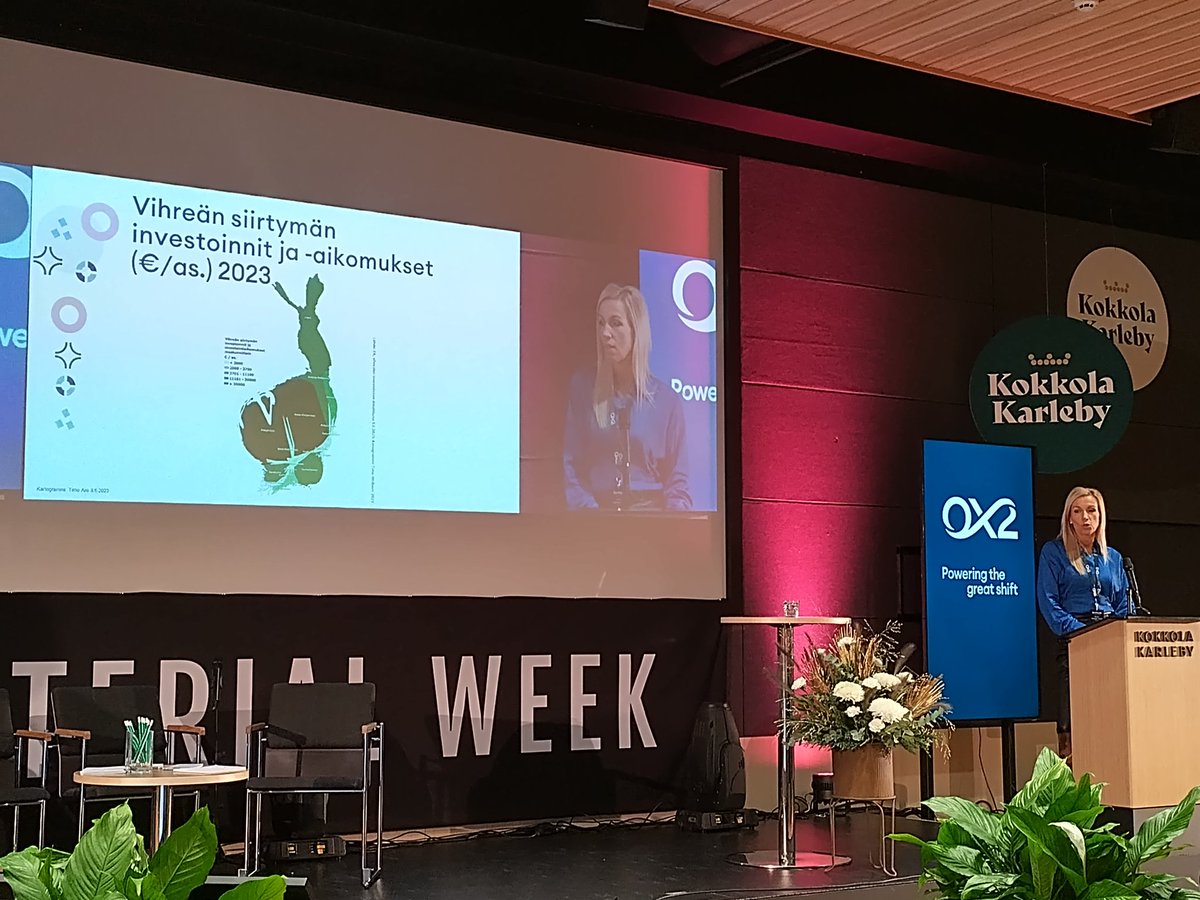 Tänään <a href="/KokkolaKarleby/">Kokkola Karleby</a>'ssä #NordicHydrogenForum osana #KokkolaMaterialWeek. <a href="/PaulaErkkila/">Paula Erkkilä</a> kuvaa hyvin alueen merkitystä Suomen kokonaisinvestoinneille, 17 Mrd€ vuoteen 2030 mennessä on työn alla.