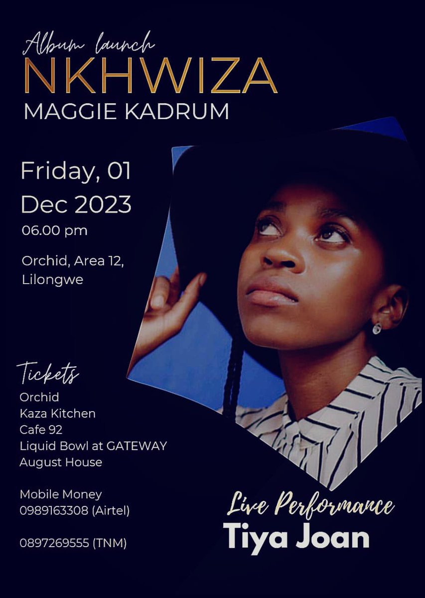 I hope you’re ready for December 1st. Do you have your ticket yet? @TiyaJoan will be joining us. #maggiekadrum #nkhwiza
