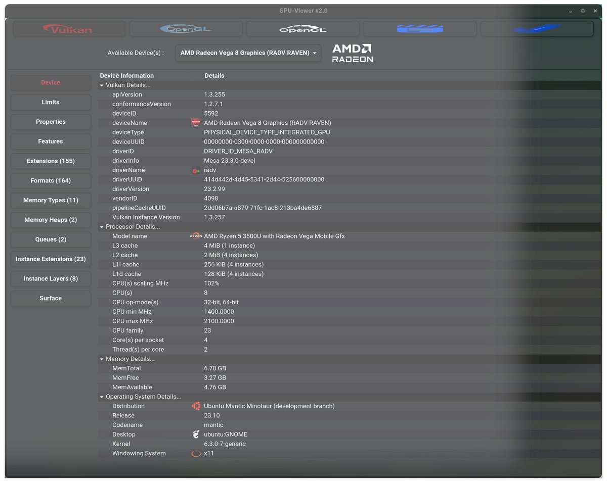 ProgsHub's tweet photo. GPU-Viewer

This project aims to capture all the important details of #glxinfo, #vulkaninfo and clinfo in a GUI. The project is being developed using python 3 pygobject with GTK4.

https://t.co/pASeCnZMdG https://t.co/TxIrxQNctX