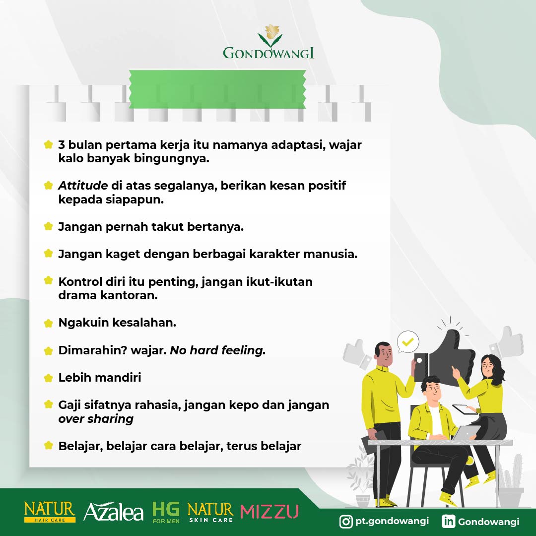 ptgondowangi's tweet image. Kalo baru pertama kali tu rasanya emang semua terasa susah ga si? biar kamu bisa ngelewatinnya coba tips berikut ini ya

#pertama #kali #kerja
