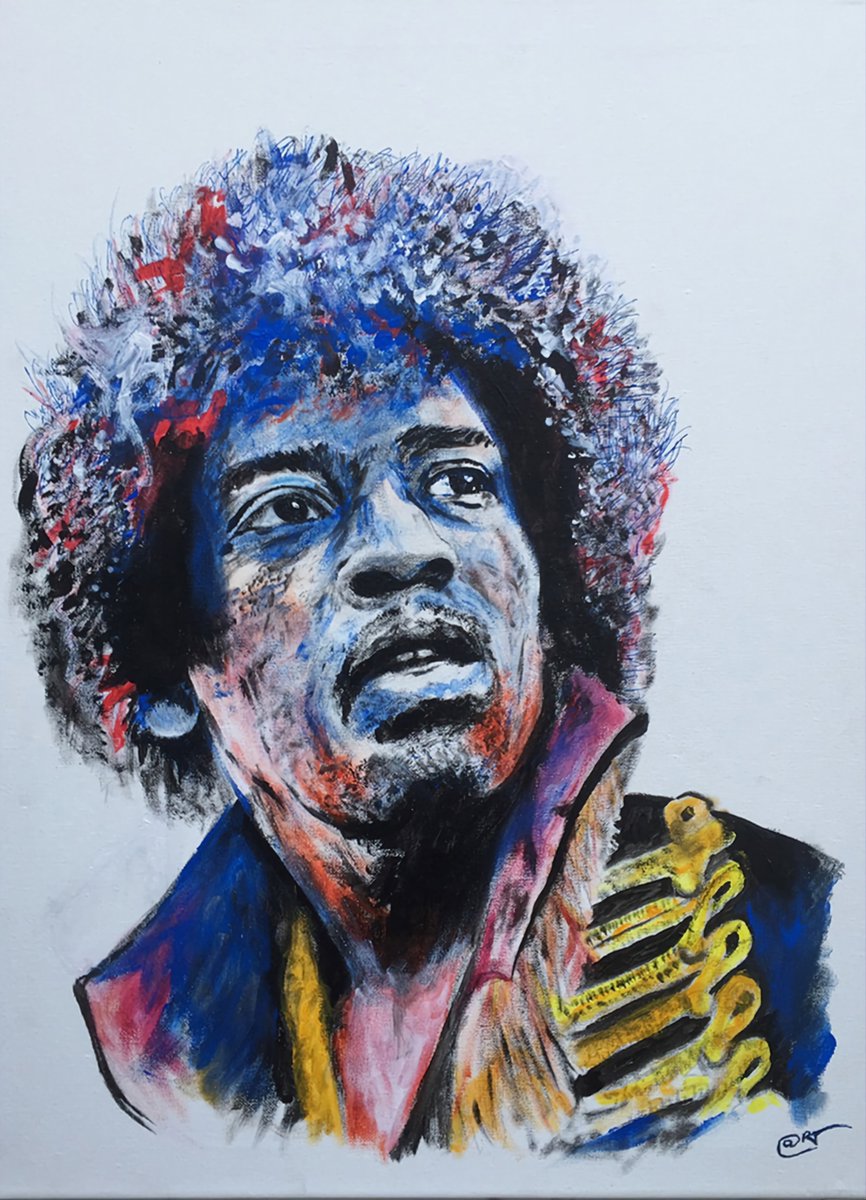 Still love this painting to this day, actually my third painting I tried. Something really effective in its simplicity though. #jimihendrix #jimihendrixart #music #portraitart # artist #artrtuk