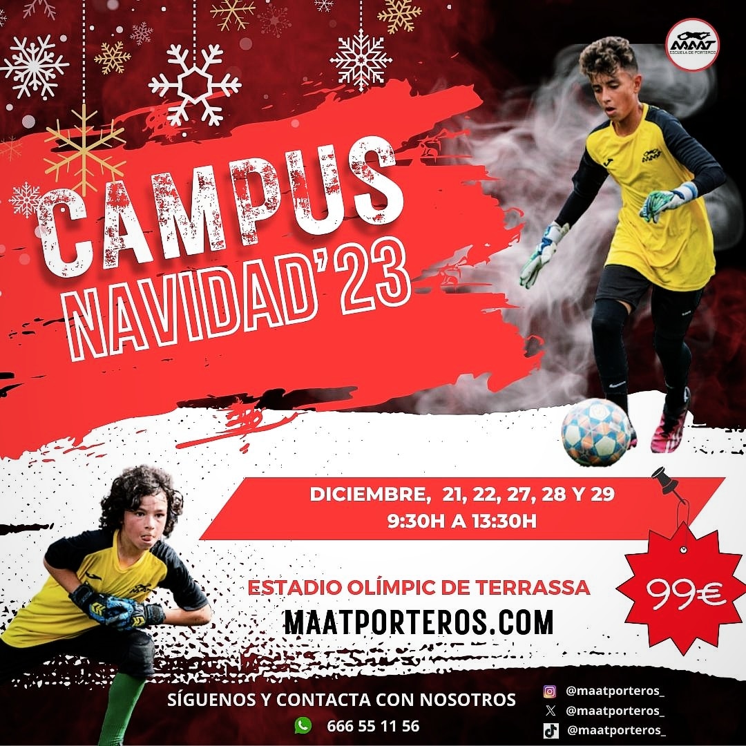 CAMPUS DE NAVIDAD'23
MAATporteros

Inscripción 👇

docs.google.com/forms/d/1DI7bF…

👥 Plazas limitadas a 60.
🏟 Estadio Olímpico del <a href="/TerrassaFC/">Terrassa FC</a> 
🤝 <a href="/TwoFiveGloves/">TwoFive</a>

- Si verdaderamente te importa tu formación, no tienes un segundo que perder -

#maatporteros
#goalkeepers