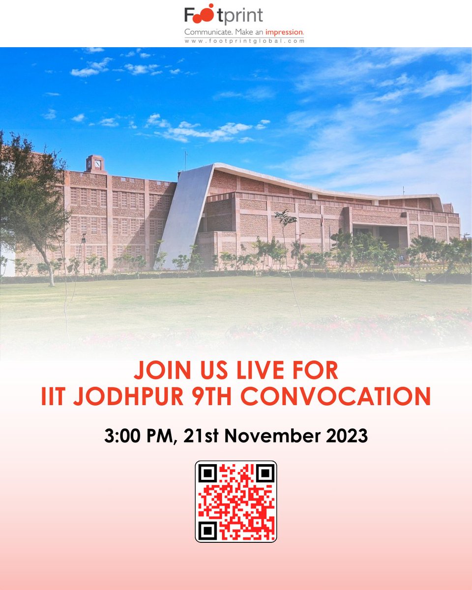 Join the celebration! Tune in to the IIT Jodhpur Convocation today at 3:00 PM online at youtube.com/watch?v=_W81mW… and be part of this special moment. 🎓 #IITJConvocation #IITJodhpur #ConvocationIITJodhpur #IITJconvocation2023