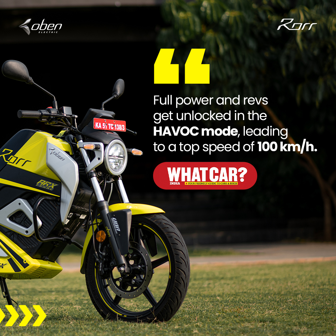 ObenElectric's tweet photo. You either wreak Havoc at 100 km/h or don't love speed, nothing in between. We don't claim it, experts say that! #ReserveARorr now! Visit https://t.co/D7EIObyYWK
#ObenElectric #RideWithRorr #TheEVLifeStyle https://t.co/Wl2FsVyZlz