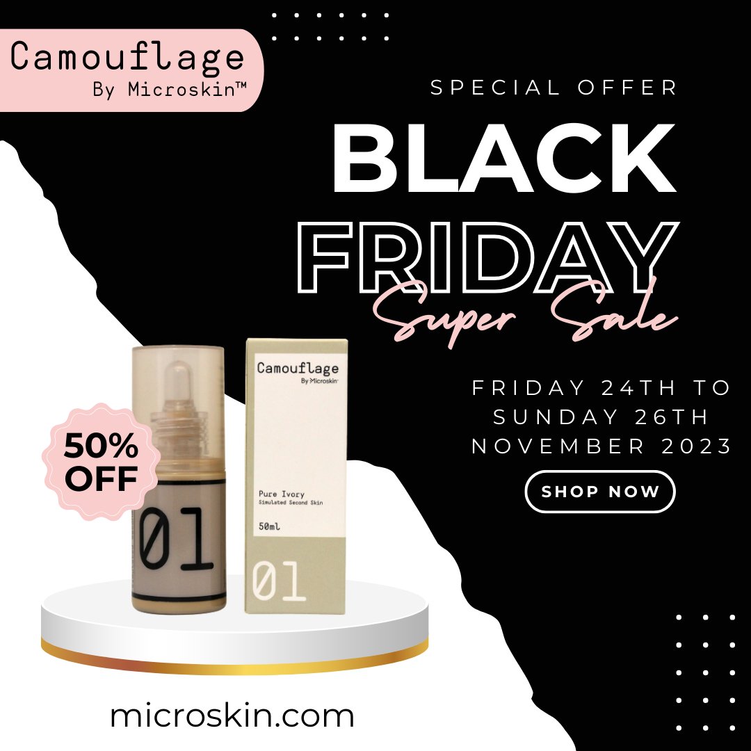Don't miss our Black Friday Sale 

50% off our Camouflage By Microskin™ range of 50ml products.

Shop at Microskin.com