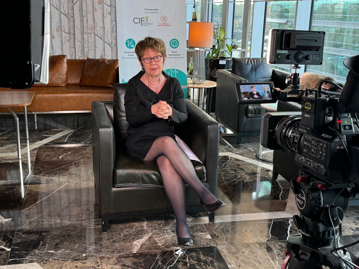 EBRD's tweet photo. Our @OdileRenaud is live on @bloomberght talking about the impact of our significant investments in projects in Türkiye and our earthquake response. https://t.co/ioNsg0JUd5