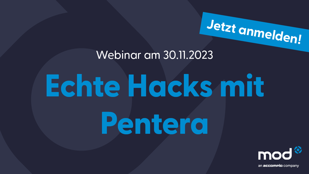 GmbhMod's tweet photo. Theorie war gestern – wir testen Hacks in der Praxis. Im nächsten Webinar demonstrieren #modIT-Experte @SebastianB_mod und Thorsten Kolb von @penterasec die Automatisierte Security Validierung mit #Pentera.
Wann? 30.11.23 von 10 bis 11 Uhr. Jetzt anmelden👉https://t.co/XgEwRMlP8N https://t.co/wFnlxxPVzw
