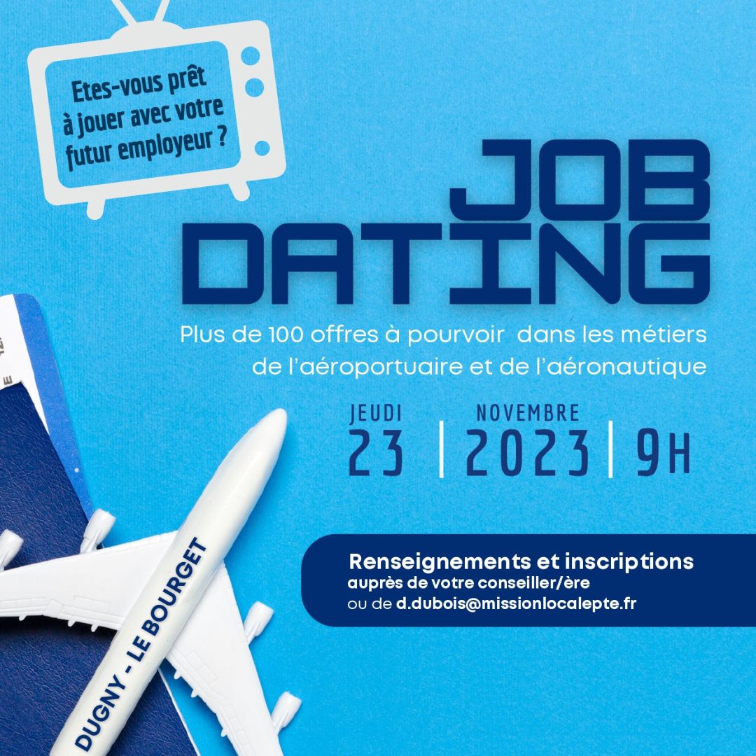 🚨Job Dating : les inscriptions sont ouvertes ! Tu as entre 16 et 25 ans et recherches un emploi ? Inscris-toi et viens échanger en direct avec les recruteur. L'occasion de postuler à plus de 100 offres l'aéroportuaire et l'aéronautique, en une journée !