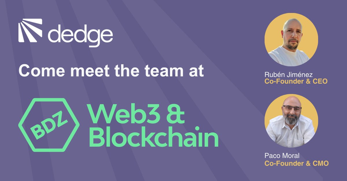 The Dedge team will be at @BDZevent in Zaragoza November 28 and 29.

📷 Get in touch with Rubén or Paco to book a meeting and learn how to protect your Web3 applications: dedgesecurity.com/contact.html

#web3 #blockchain #web3security #cybersecurity #BDZ2023