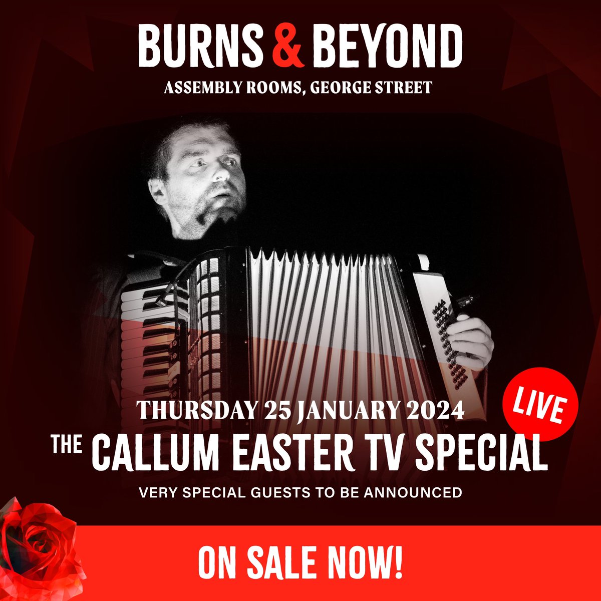 burnsandbeyond's tweet image. Tickets for The Callum Easter TV Special live at the @burnsandbeyond Festival Club at @ARedinburgh are on-sale now at burnsandbeyond.com/events/callum-…
A night of live music, performance &amp;amp; free-wheelin’ anarchy that Burns would be proud of…
@callumeaster #BurnsNight #Edinburgh #Scotland