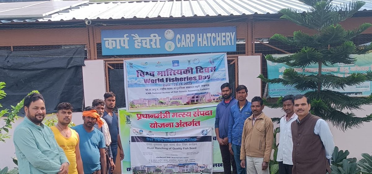 ICAR_NBFGR_LKO's tweet photo. Dr. U. K. Sarkar, Director, #NBFGR distributed fish seed to fish farmers and State fisheries officials for ranching and emphasized that Bureau plans to expand its research and conservation programs, focusing on technological innovations &amp; community-based conservation strategies. https://t.co/zfAmsbZm3s