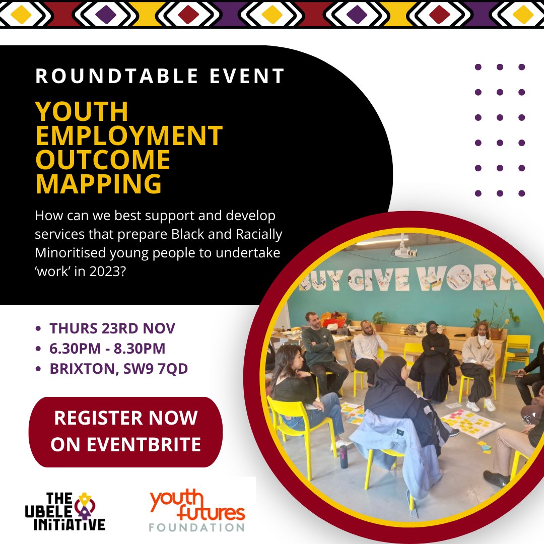 ubeleinitiative's tweet image. ⏳ 2 DAYS TO GO!

Have you registered yet? 🚀

eventbrite.co.uk/e/roundtable-y…..

We&apos;re excited to meet you and collaborate for a brighter future! 🤝

#BlackYouth #Employment #OutcomeMapping #BestPractice #CommunityOrganisations #YouthWork #EmploymentServices