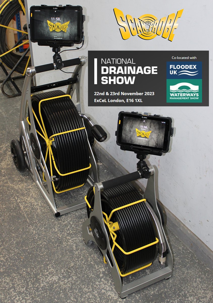 ScanprobeLTD's tweet photo. Visit us at #Floodex #Excel London stand B37 this week on 22nd & 23rd November where we will be unveiling our latest innovation. The X60 and X40 pipe inspection systems, with embedded #mina & optional #Wincan #protouch software. Come along for a demo.! #Scanprobe #Xrange https://t.co/frrsoLZ2NG