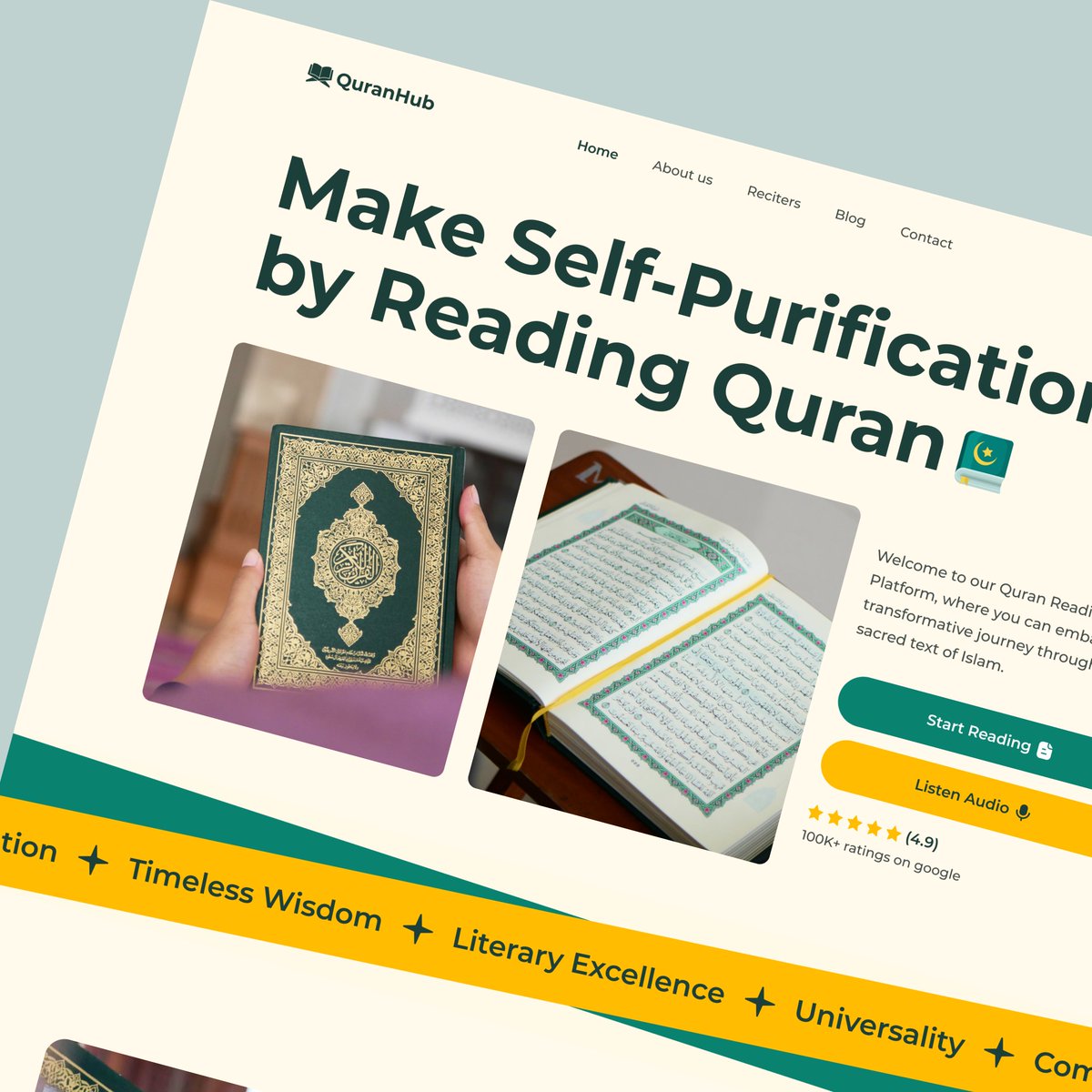 moskur_alam's tweet photo. Hello Everyone,
Here is my exploration of the Quran Reading Landing Page.
Dribbble: https://t.co/eP1WJSaweX

Available for UI/UX design service &amp; project 🤠
📨 Email: moskuralam07@gmail.com
💬 WhatsApp: +880 1706 499 216

#Quran #WebDesign #uiux https://t.co/LJtpFrtptg
