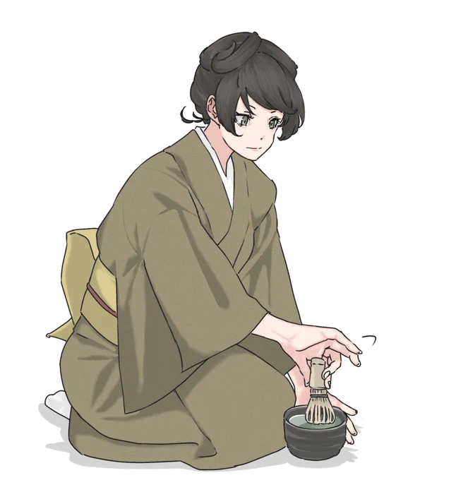 茶をたてる細見 