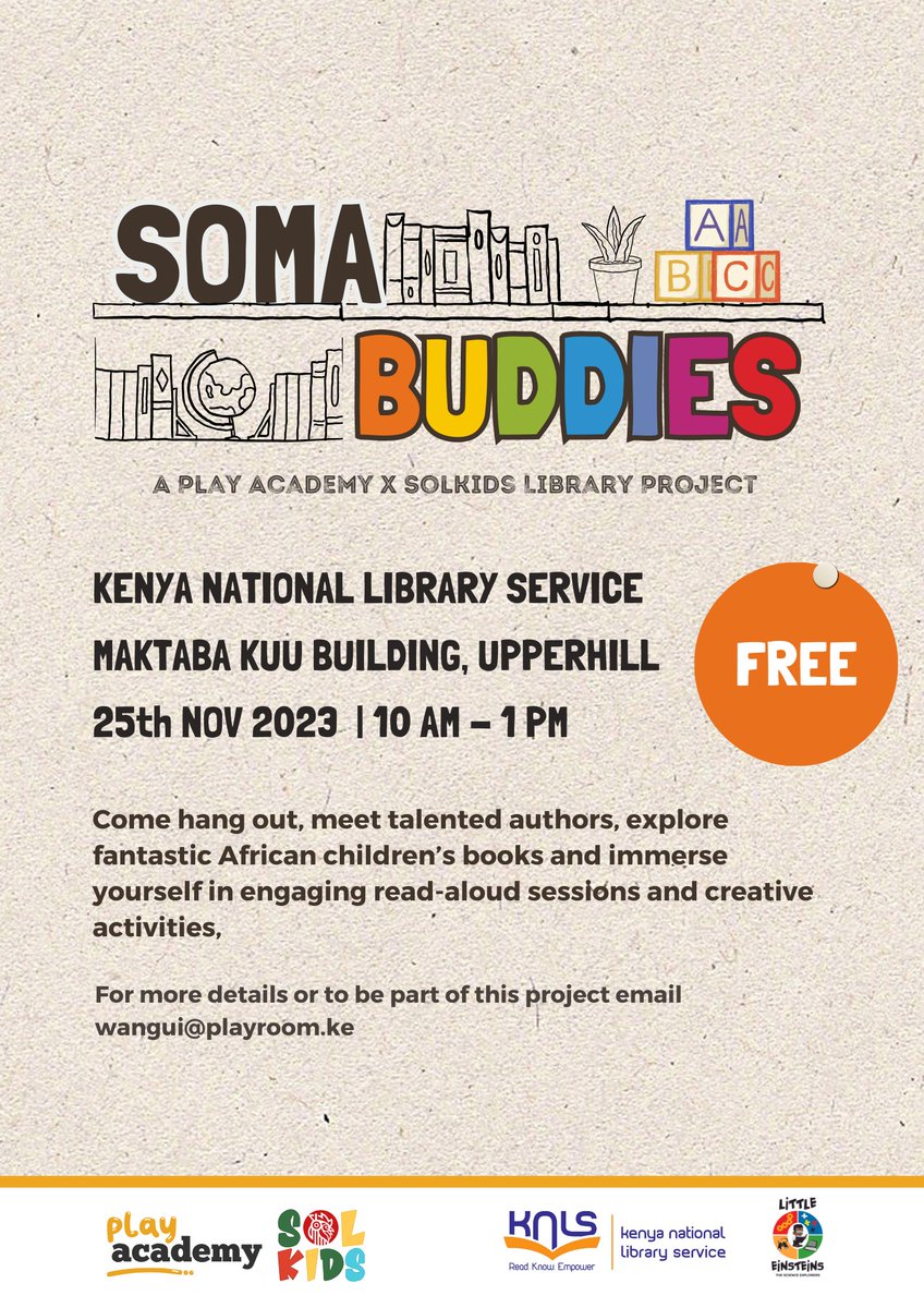 knlsmedia's tweet photo. Join us on November 25th for a delightful day of literary magic!  Immerse yourself in the world of African children's books, meet talented authors, and enjoy captivating read-aloud sessions and creative crafting activities. Let's make memories together with Sol Kids! #KidsLitFest https://t.co/jdJQQkrOyr