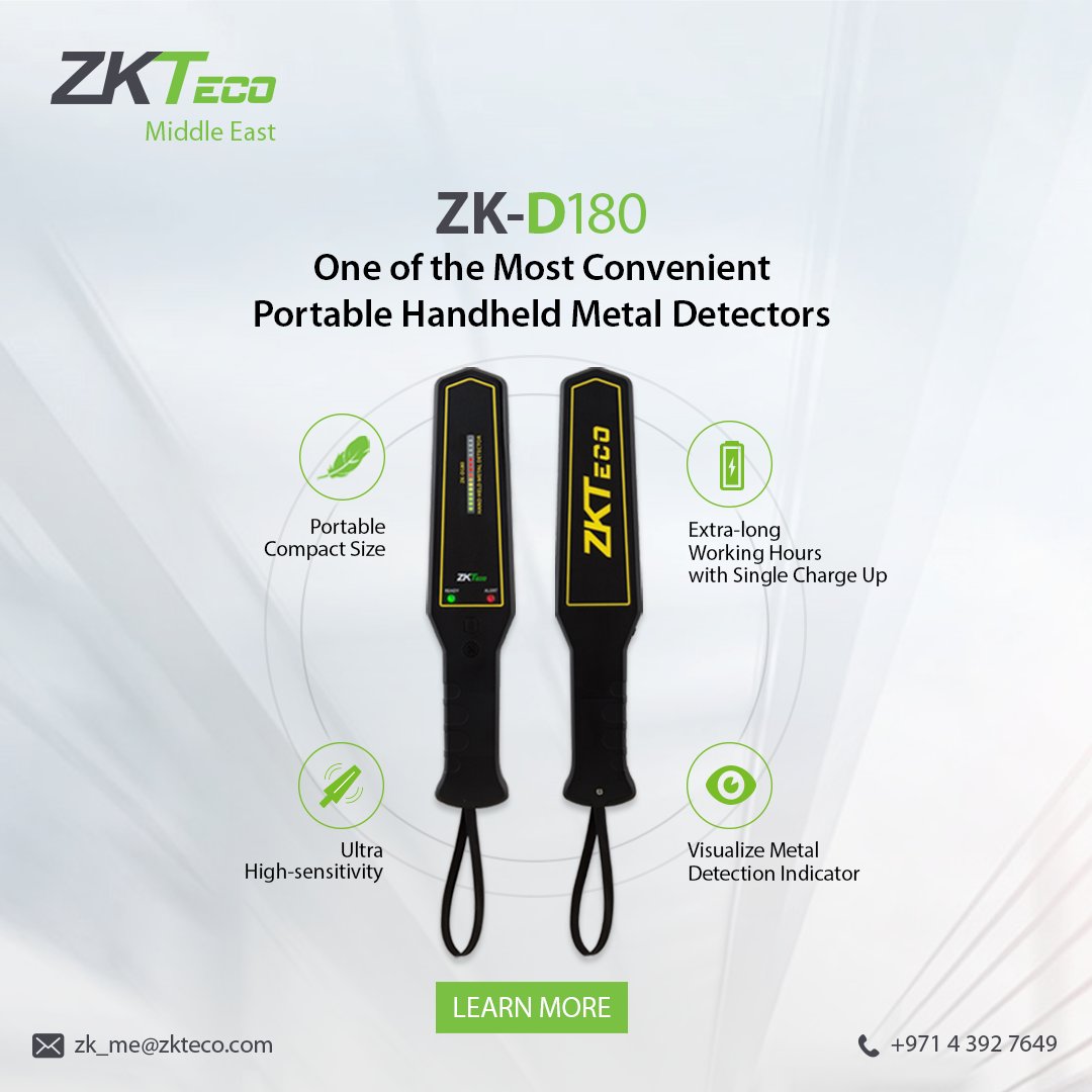 ZKTecoME's tweet image. Enhance your security protocols with the ZK-D180 Portable Handheld Metal Detector! 🌟🔍
🍃Lightweight
🚀Compact &amp;amp; Portable
🔋Long Battery Life

Stock available 🛒
📩zk_me@zkteco.com
📞+971 4 3927649

#ZKTeco #ZKD180 #SecurityOnTheGo #MetalDetector #SafetyFirst 🚨✨