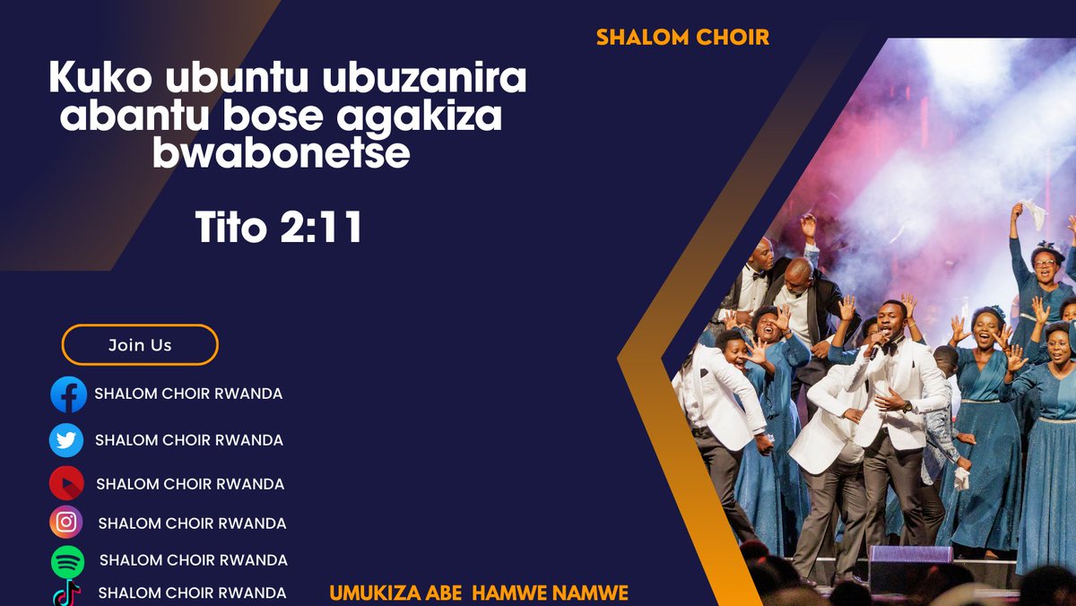 ChoirShalom's tweet photo. Yesu ashimwe ubuntu bw'Imana bubane namwe
@FifiEsther @CNgamijima97637 @UWERAClaudine14 @AGT_Rwanda @adeprrwanda @IsraeMbonyi https://t.co/XKWmsxPfzc