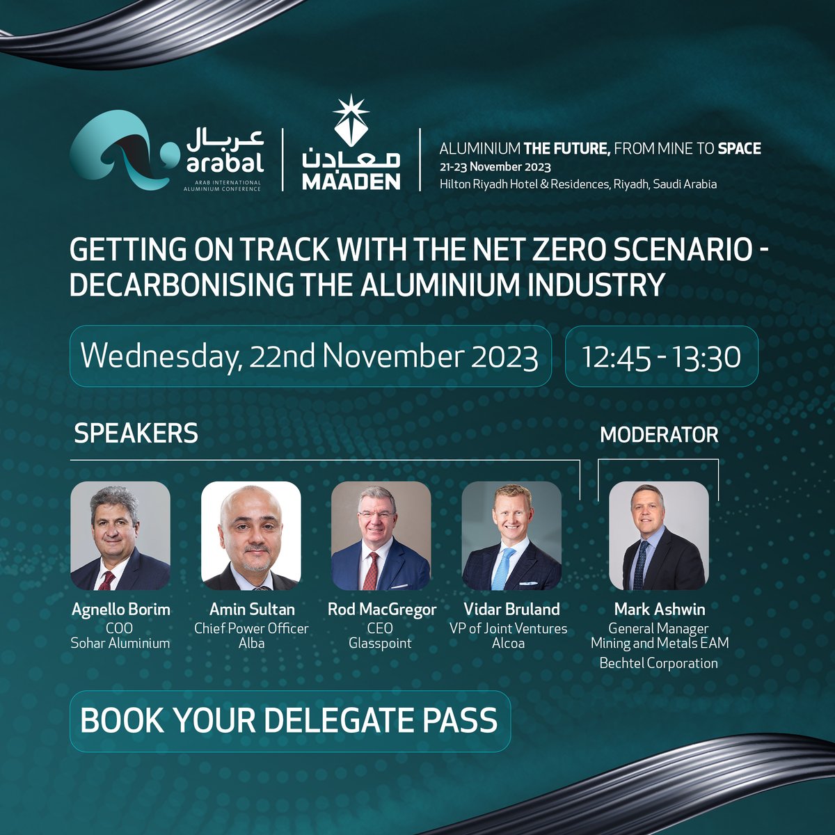 Arabal_'s tweet photo. Join us at #ARABAL2023 to explore Net Zero in Aluminium: Ambitious growth while decarbonising, policy incentives for renewables, global standards, and regulations for a sustainable, low-carbon aluminium industry.
For more information visit: https://t.co/XI35NReijt

#SaudiArabia https://t.co/Mj60ugQEJw