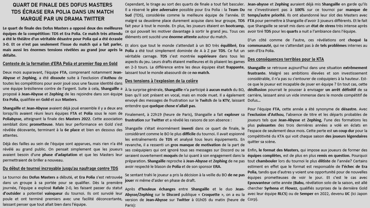 [DOFUS MASTERS] DRAMA ENTRE JEAN-ABYSSE ET SHANGAILLE 😱 CLASH INTENSE 🤜🤛

Le BO contre TDS a tourné à la boucherie et les règlements de compte n'ont pas tardé sur Twitter🤬

On vous raconte tout...