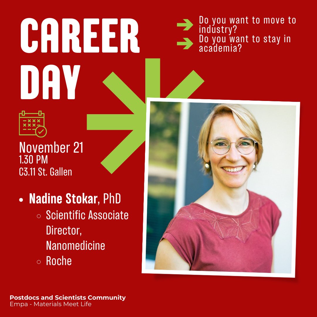 Postdocs_Empa40's tweet image. Are you ready for today&apos;s Career Day? We are looking forward to see you there (Empa St. Gallen, C3.11)!