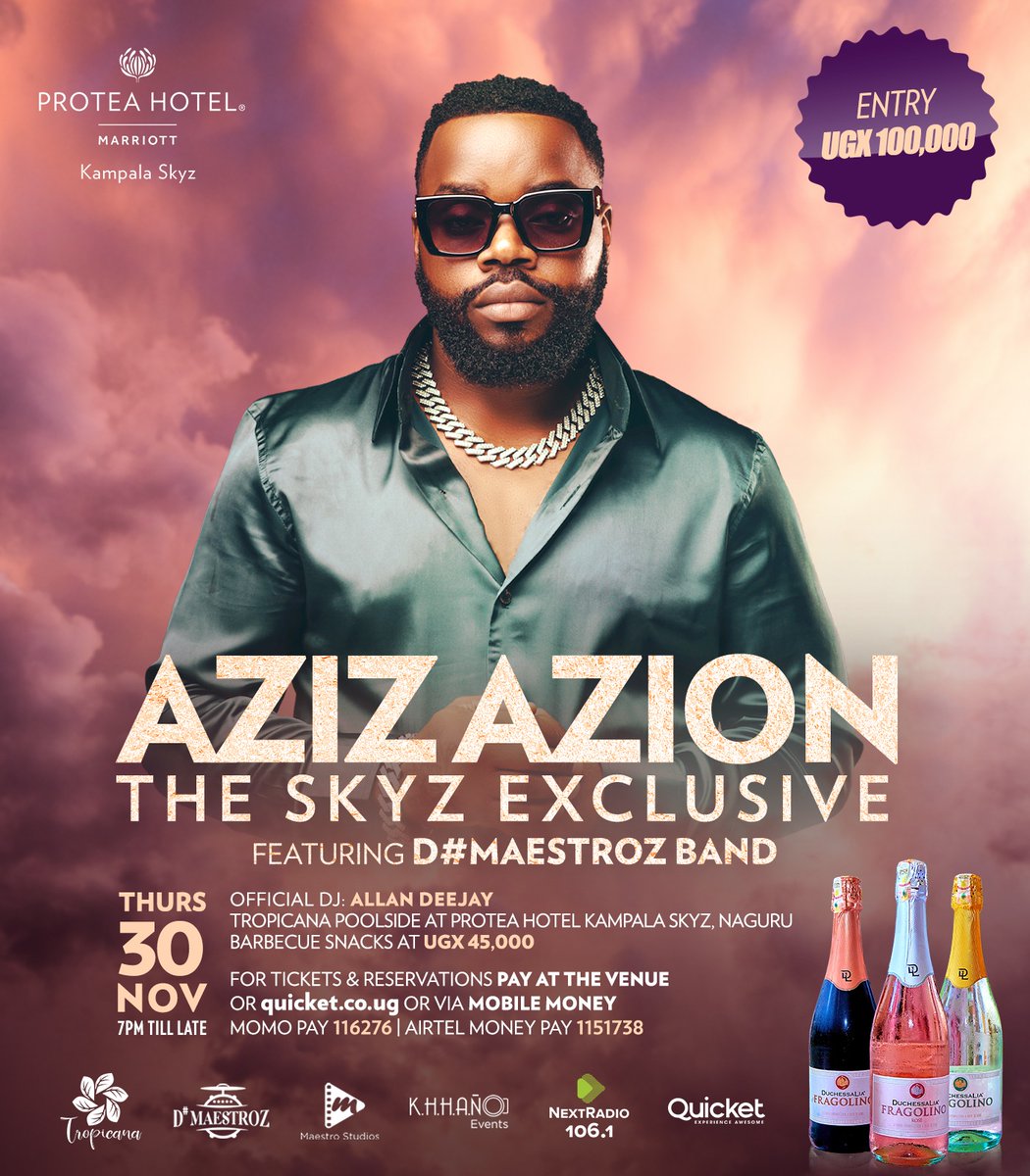 Many editions have proved that #TheSkyzExclusive is very selective on who it features and atleast every Artiste has put up an amazing performance and cooked right. You surely don't want to miss @azizazionug as he performs at @SkyzHotel this 30th, November. Get your tickets 🎟️