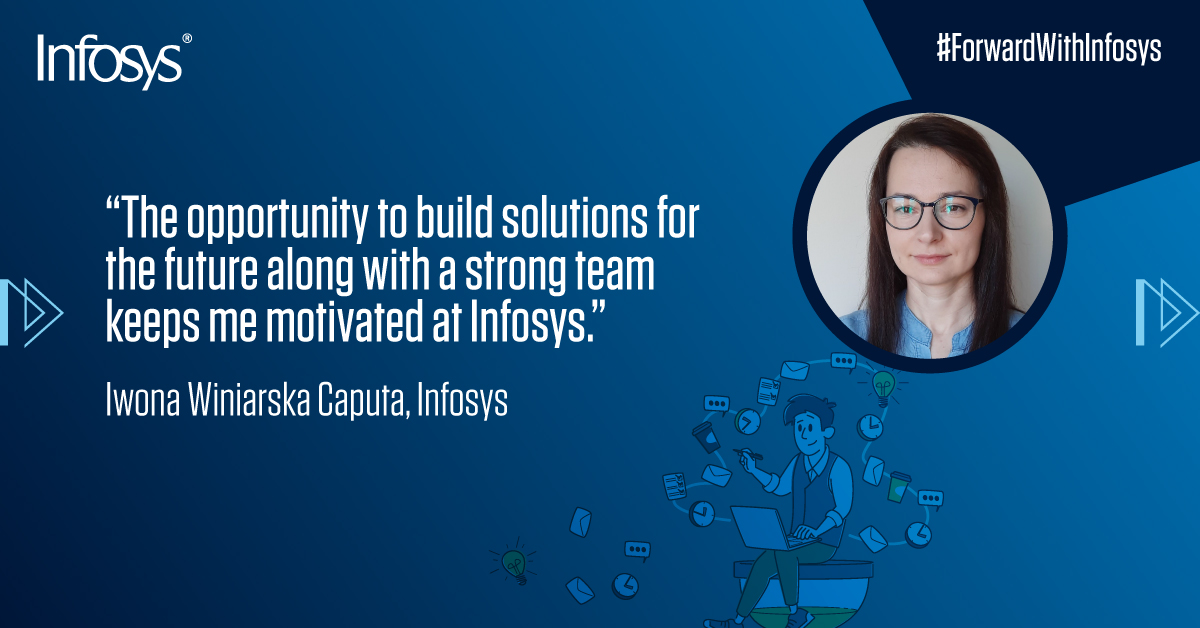 Infosys's tweet image. Iwona shares how Infosys&apos; commitment to innovation and team work inspires her to do her best work. Make strides in your career! infy.com/40NeM10
#ThisIsInfosys #ForwardwithInfosys
