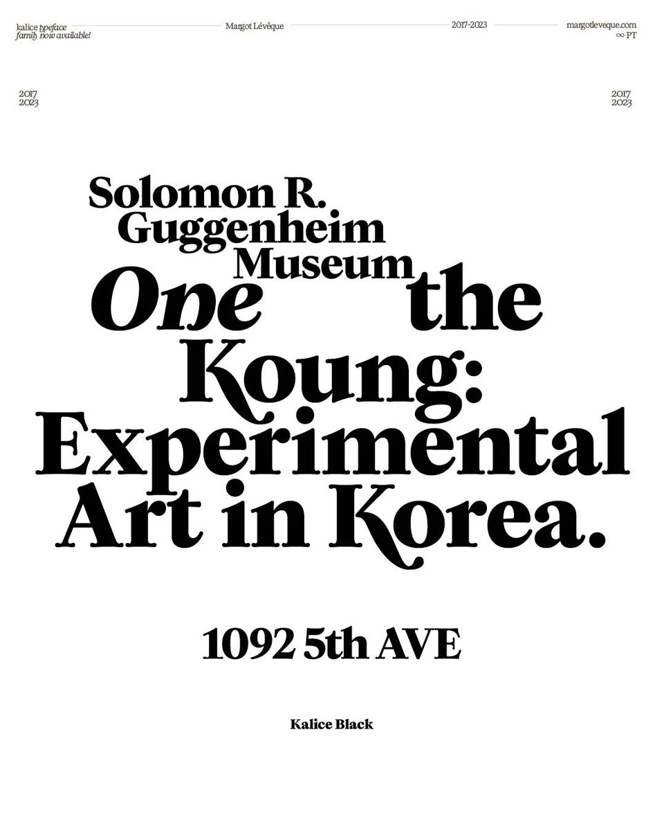 Designed by Margot Lévêque in 2018, Kalice underwent a transformative 2023 update, encompassing additional weights and elegant italic styles, all designed by Margot herself.
margotleveque.com/collections/ka…