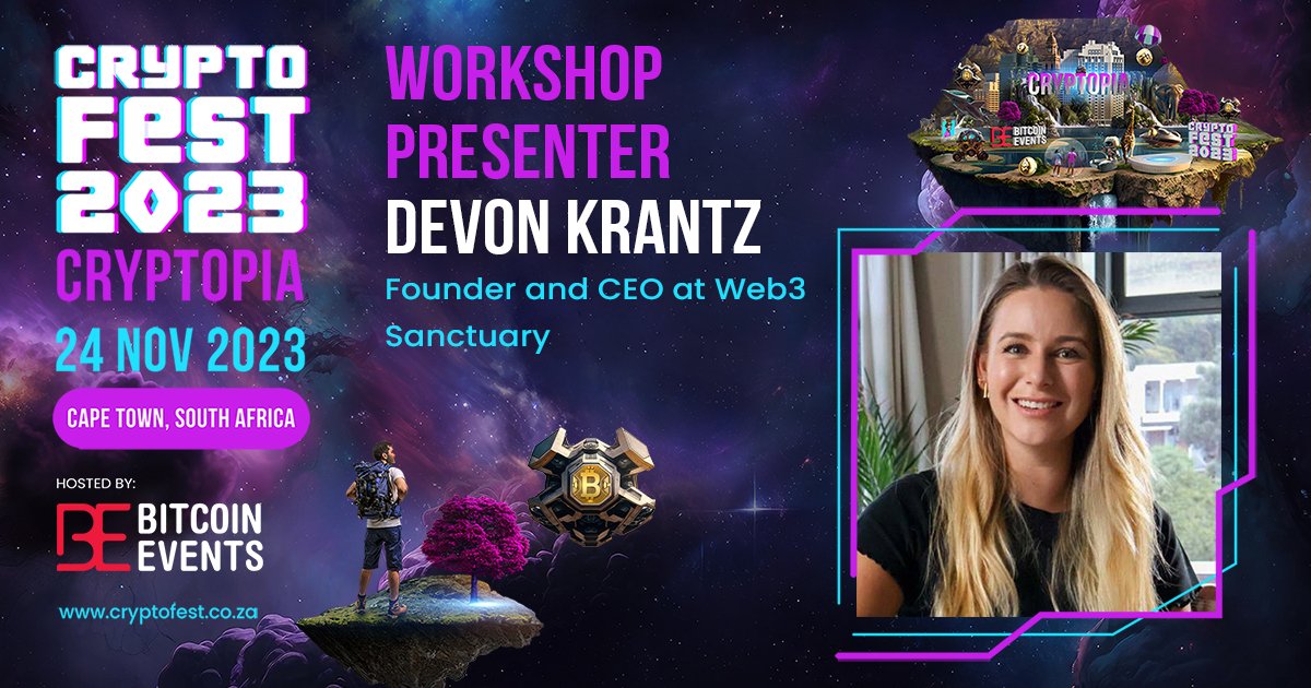🌐💡 Calling all noobs to #crypto, #Web3 and #blockchain!  

We’re thrilled to announce that <a href="/Devkrz/">Devon Krantz</a> , Co-Founder &amp; CEO of <a href="/Web3Sanctuary/">Web3Sanctuary</a> , will be presenting the workshop on "Cryptopia 101: Your Inaugural Dive into the Web3 Universe"✨ 

Join Devon for an immersive workshop and