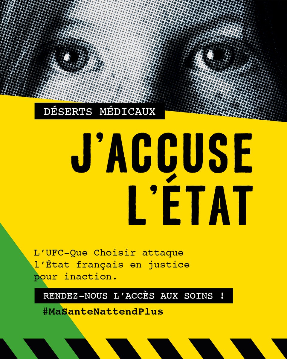 UFCquechoisir's tweet photo. [#DésertsMédicaux] Aggravation des inégalités d'accès aux soins : face à une situation devenue intolérable, l’@UFCquechoisir agréée pour représenter les usagers de santé, attaque l’Etat en justice devant le @Conseil_Etat pour inaction. #MaSanteNattendPlus https://t.co/uD8Hx5RyFz https://t.co/zrBM14SN7m