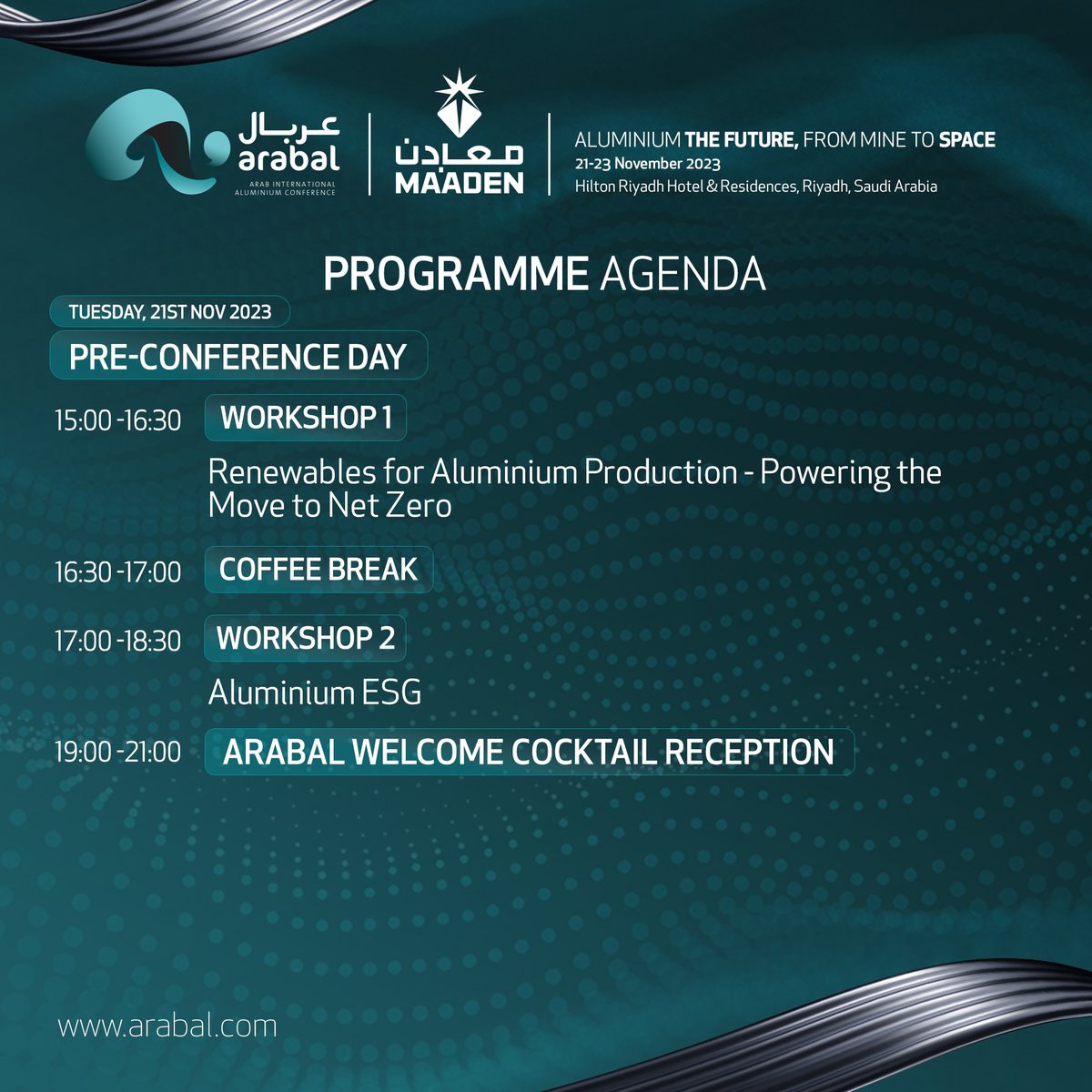 Arabal_'s tweet photo. Explore the future of the Aluminium industry at #ARABAL2023 Workshops. Join industry thought leaders as they delve into key strategies and insights.

Register Now: https://t.co/PiH62nygmx

#ARABAL2023 #AluminumIndustry https://t.co/4pOhM8WErU