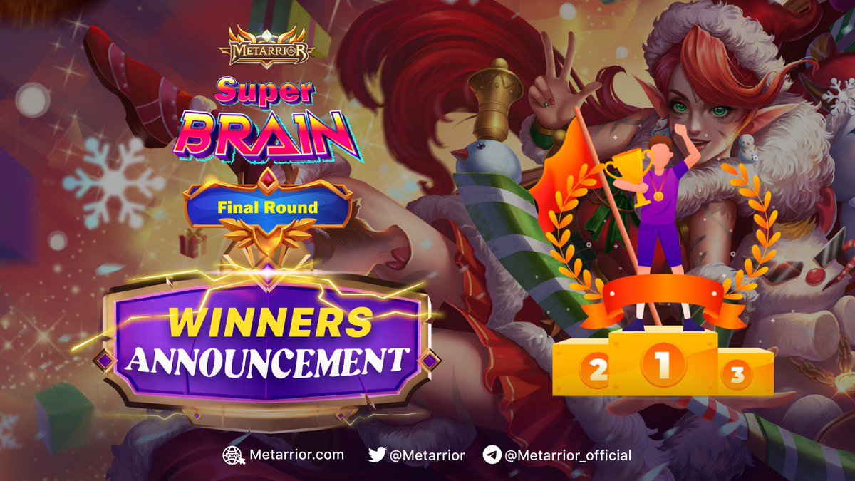 metarrior's tweet photo. METARRIOR’S “SUPER BRAIN” - WINNERS ANNOUNCEMENT
Massive congratulations to the following victorious participants: https://t.co/NVu00D22Mw
We’ll be back with more interesting news and updates coming soon! Stay tuned~
#metarrior #metafe #web3game https://t.co/NWEHmY9Sg5