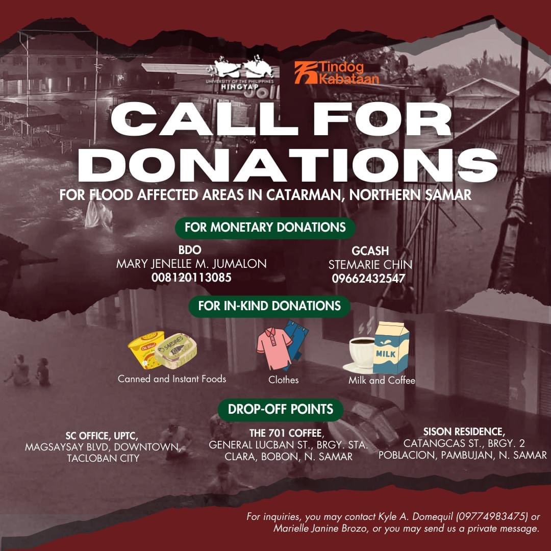 aapiattos's tweet photo. CALLING FOR URGENT DONATIONS 📣
Catarman and other parts of Northern Samar are currently experiencing severe flooding due to LPA. Numerous families and homes in Northern Samar are now submerged in floodwaters.
#NorthernSamarNeedsHelp https://t.co/T5iT4jWzhi
