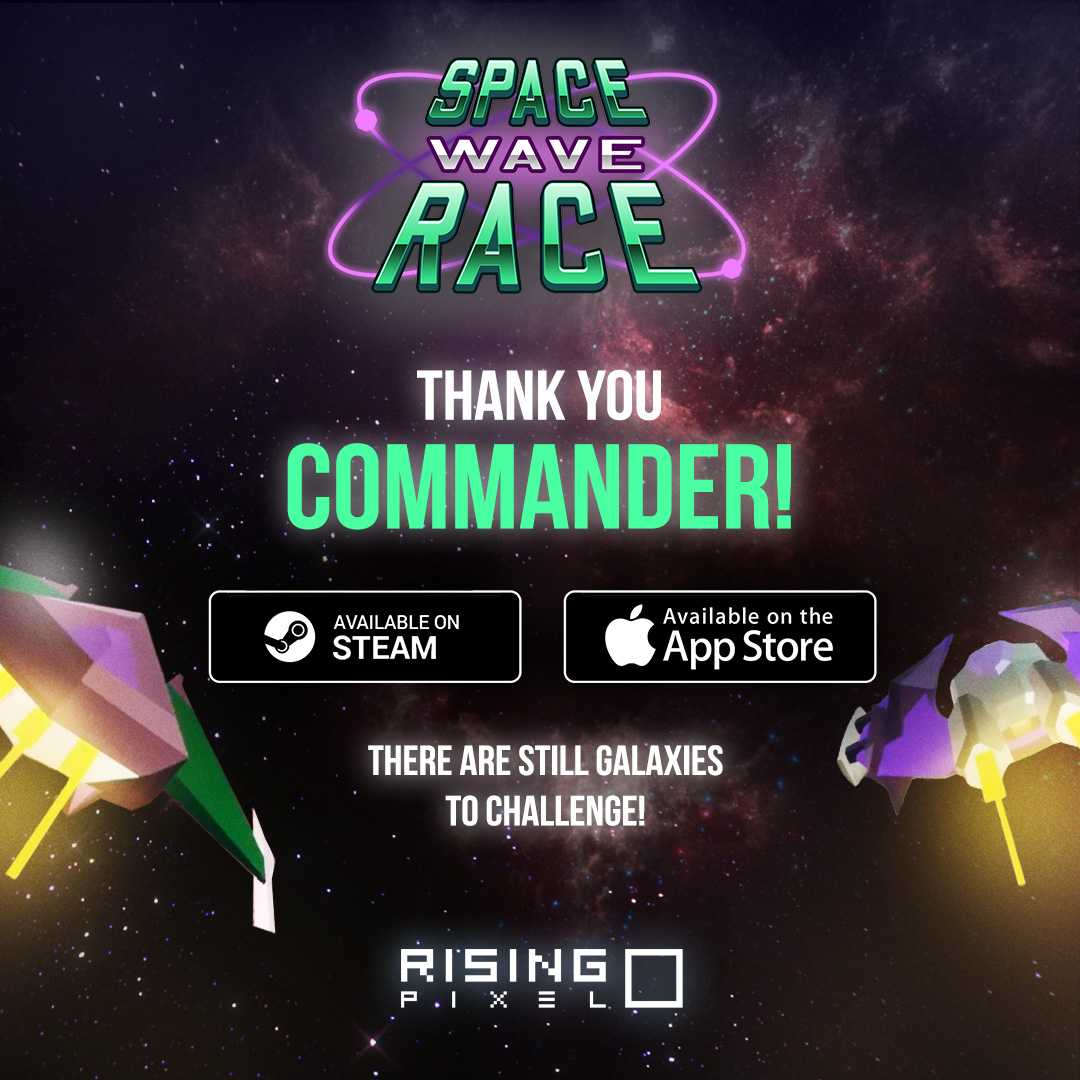 👏THANK YOU COMMANDERS!! 💫

🚀SWR 2nd season it's been in orbit for some months  and we have received several messages from you. 
We are glad you are enjoying every race on our beloved audiogame.👾

🧑‍🚀Are you a new cadet?🔗Purchase SWR now➡️ linktr.ee/risingpixel✨