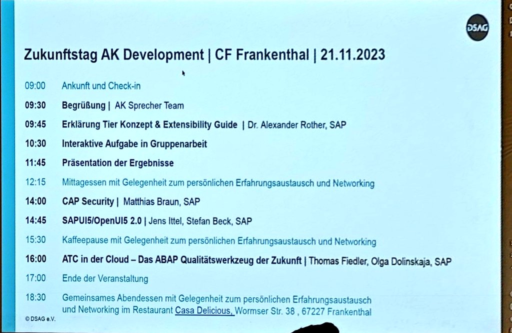 Nice Agenda for #Dsag meeting on site in #mannheim #3TierModel will be one of the hot topics #sap #abap