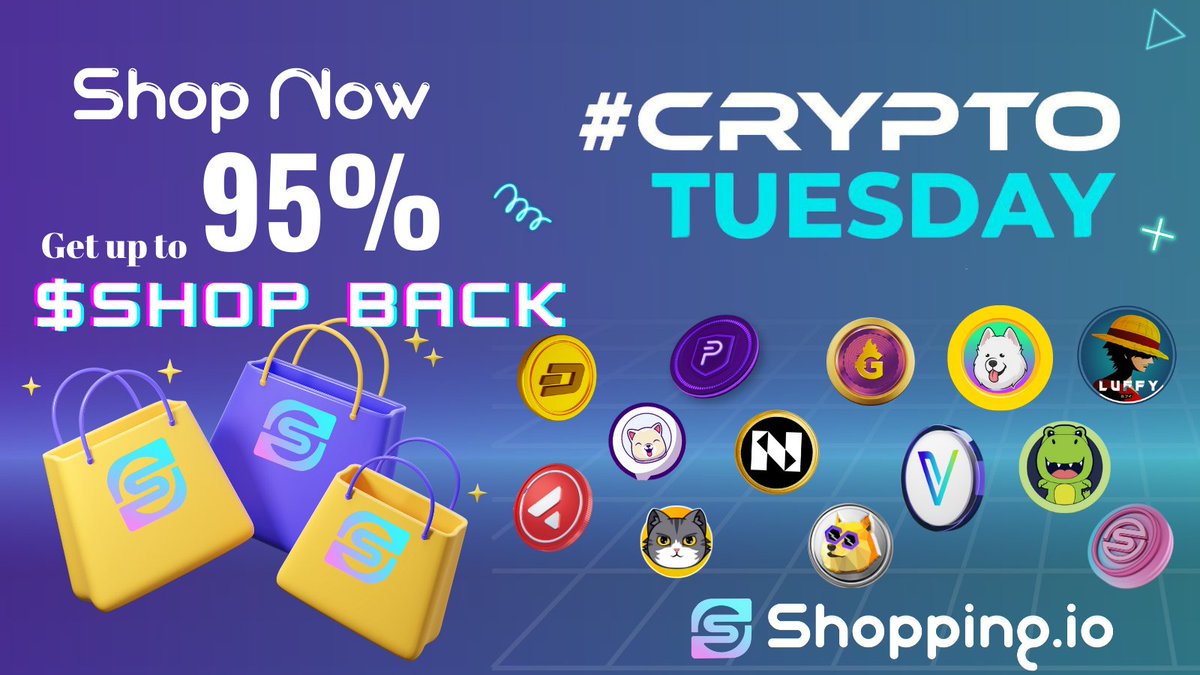 🚀 Today's the day we've all been waiting for! #CryptoTuesday kicks off in just 5 hours! 🎉 Get ready to fill your cart with goodies because you can score up to 95% SHOP Back on Shopping.io! 🛒 🌟 Our collaborated tokens with an extra 10% are: @avax ,…