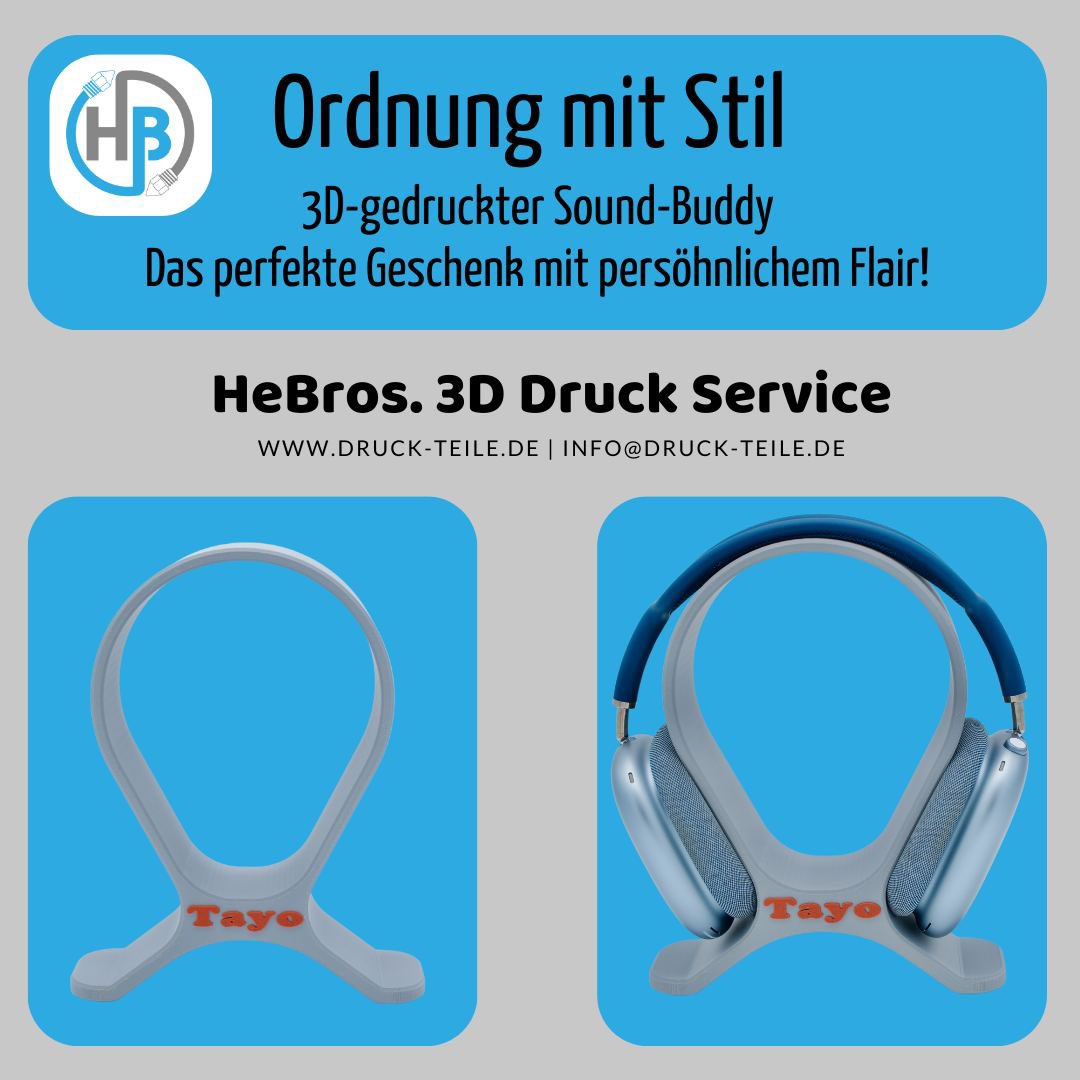 🎧 Präsentieren stolz unser neues Highlight: Der 3D-gedruckte, personalisierte Kopfhörerständer! 🌟 Genieße Ordnung und Stil auf dem nächsten Level. Jeder Ständer ist ein Unikat! #Kopfhörerständer #Personalisiert #3DDruck #AudioStyle #Individualität #Innovation