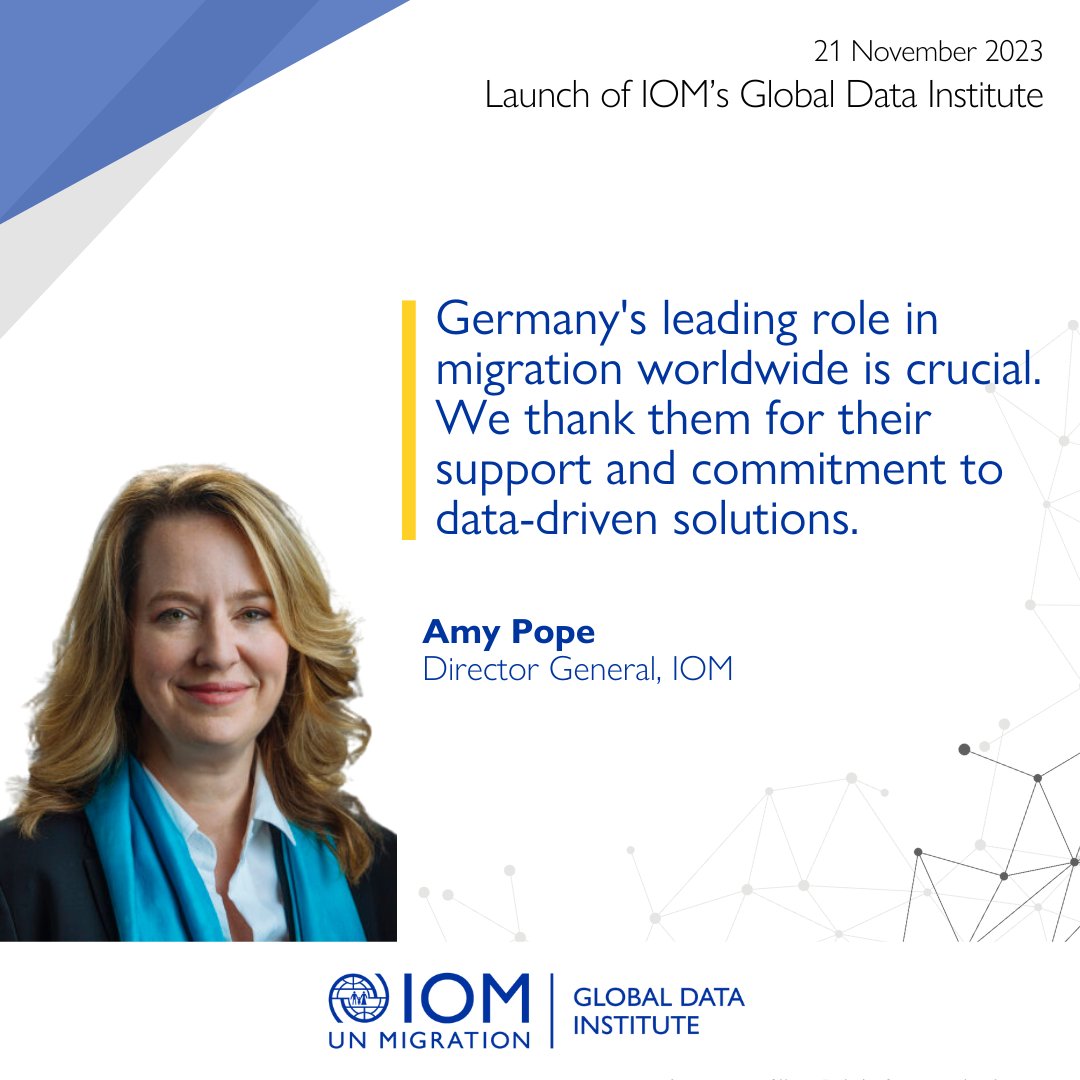 Today in Berlin, we launch IOM’s #GlobalDataInstitute with support @AA_stabilisiert @GermanyDiplo Global Data Institute brings two distinct & long-standing #IOM enterprises @DTM_IOM @IOM_GMDAC to help data move faster to solutions. Thank you, Germany, for your support @IOMchief