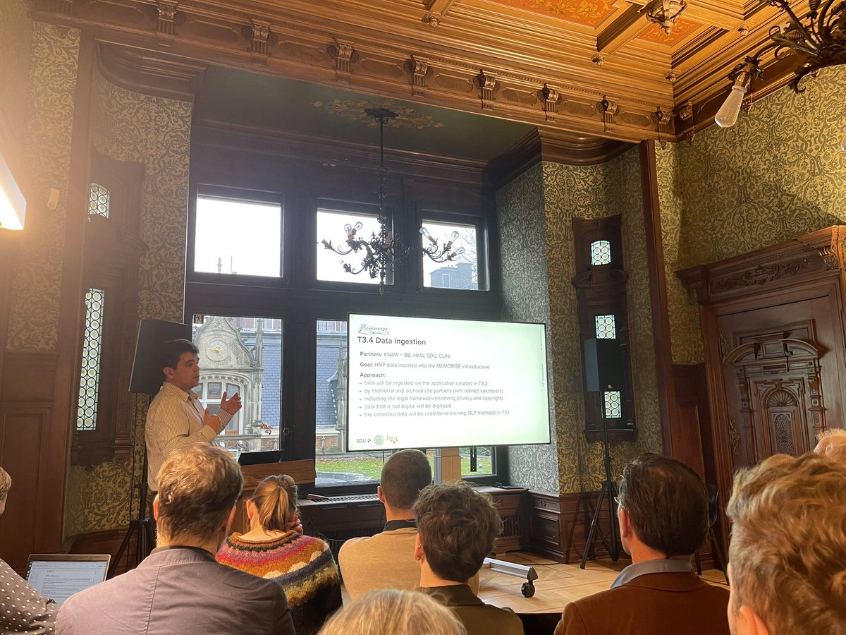 MEMORISE_EU's tweet image. I cannot cover all content, but some insights into the work packages. For WP3, we just heard from @CharlesUniPRG and e.g. the task of #AutomaticDataProcessing as well as #semanticTagging.
This includes their cooperation with @NIODamsterdam and two internal #MasterStudentProjects