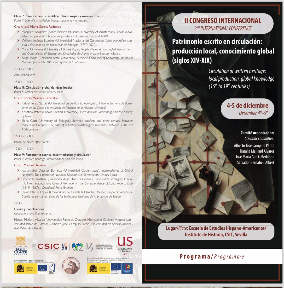 We are ready for the Second International Conference “Circulation of written heritage: local production, global knowledge”. Attached you will find all info. #BookHistory #TwitterHistorians