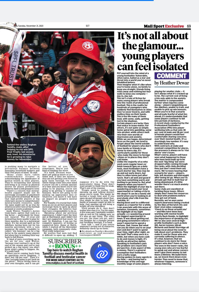 Massive thanks to <a href="/HDewarSport/">heatherdewar</a> for covering my story and raising awareness on such an important subject surrounding mens mental health.

Thanks to <a href="/andrewwinter91/">Andrew</a> for taking part and talking about his own personal experience. 

Please share to get men talking <a href="/MovemberUK/">Movember UK</a> @HITGCIC