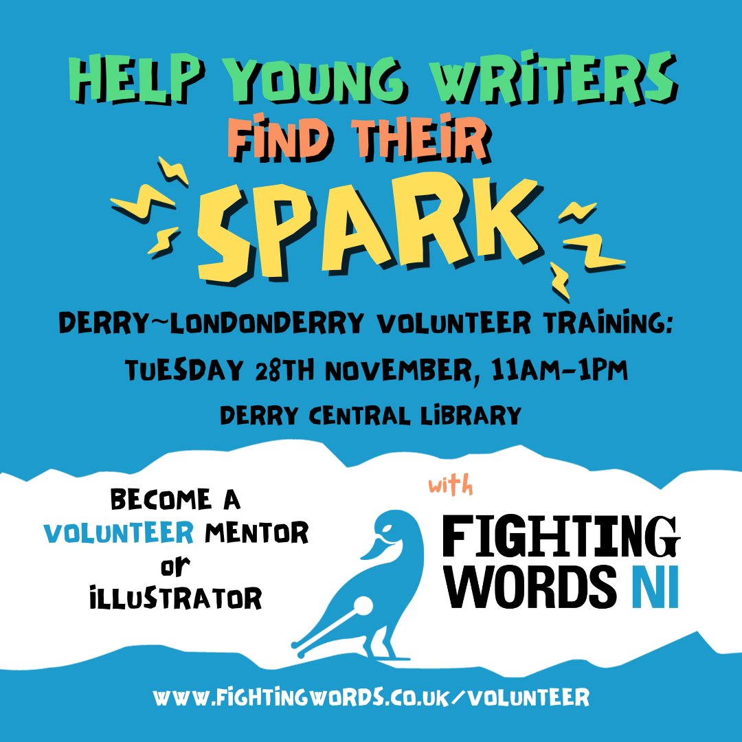 fightingwordsni's tweet image. We have a new volunteer training opportunity this month on Tuesday the 28th November at Derry Central Library, from 11am to 1pm.

To learn more or to sign up visit our website at fightingwords.co.uk/volunteer
Story Seeds is generously supported by CreativeIrl
#storyseeds
#writetoright